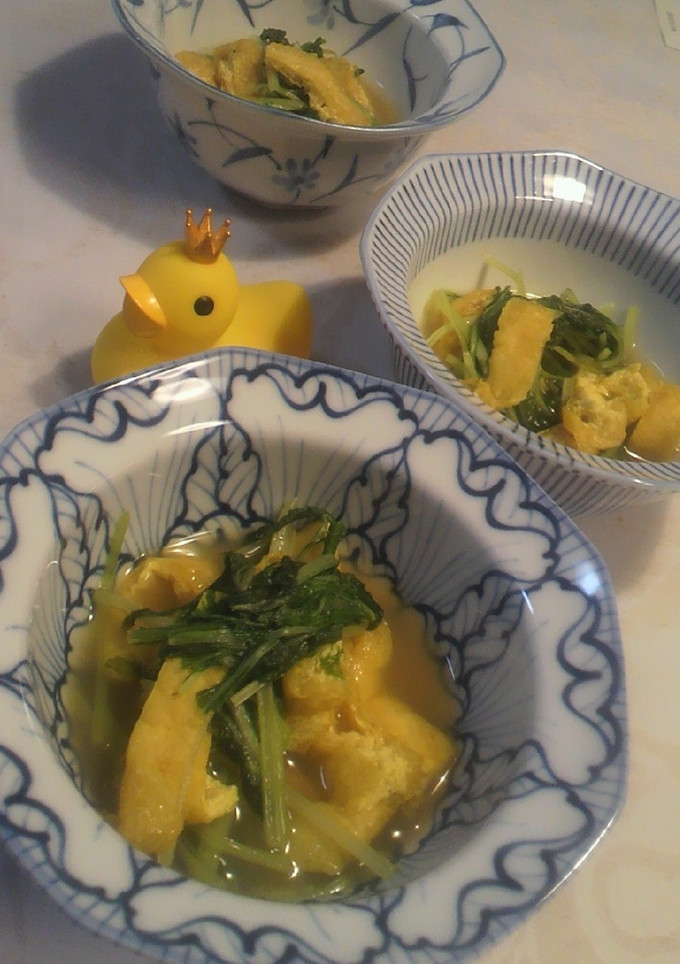 水菜とお揚げさん☆カレー味で-レシピのメイン写真
