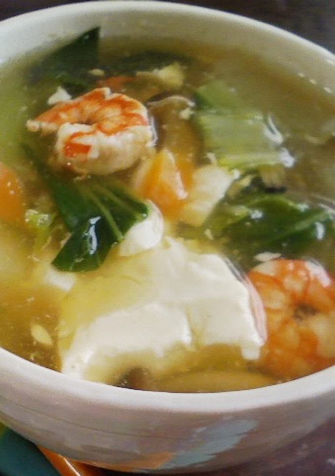 くずし豆腐と青梗菜のふわとろスープ-レシピのメイン写真