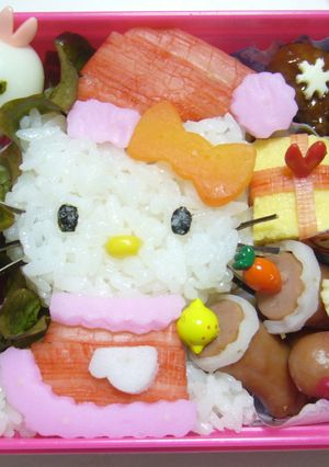 キャラ弁 キティサンタのクリスマス弁当-レシピのメイン写真