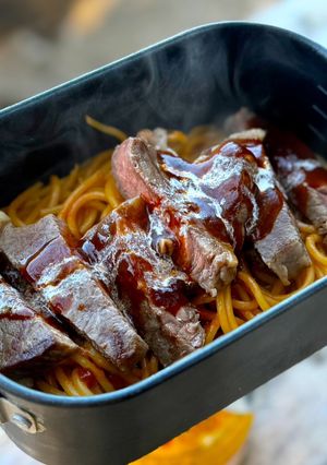▲山ごはん▲ごちそう肉盛りパスタ-レシピのメイン写真