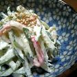 きゅうりとカニカマの胡麻わさび和え♪