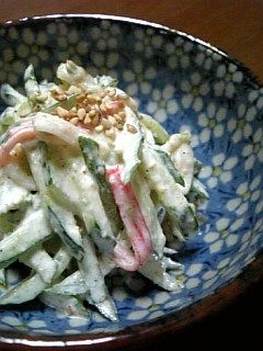 きゅうりとカニカマの胡麻わさび和え♪-レシピのメイン写真