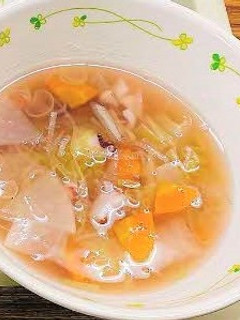 やっさタコと野菜のとろみスープ☆給食-レシピのメイン写真
