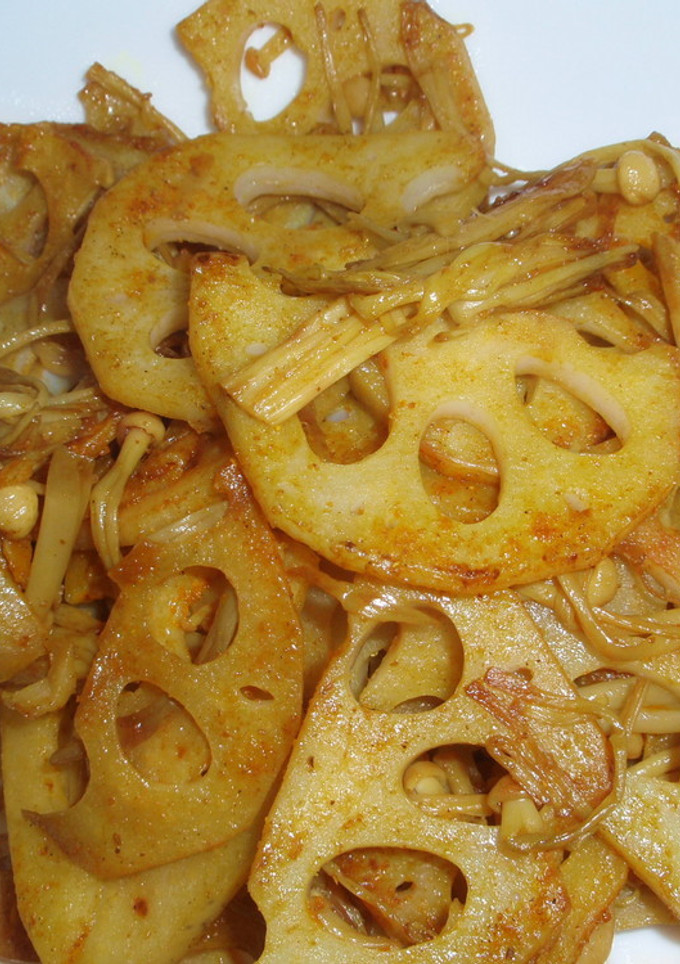 シャキシャキ蓮根とえのきのカレー炒め-レシピのメイン写真