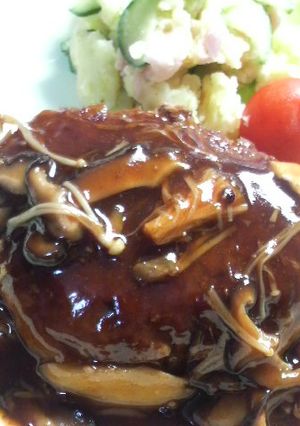 三種のきのこハンバーグ-レシピのメイン写真