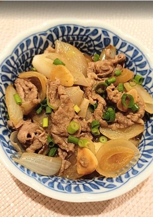 簡単！牛こま肉と新玉ねぎの旨塩煮-レシピのメイン写真