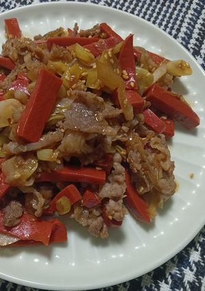 近江蒟蒻と牛こま肉炒め-レシピのメイン写真