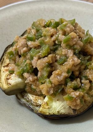 ピーマン肉味噌de茄子ステーキ風-レシピのメイン写真