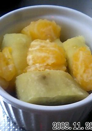 甘酸っぱい、さつまいものみかん煮-レシピのメイン写真