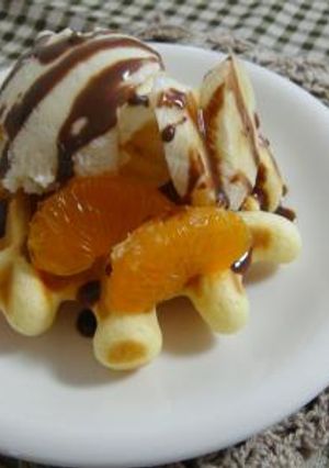 ＊簡単ワッフルでカフェ風スイーツ＊-レシピのメイン写真
