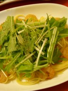 小エビと水菜のアンチョビー風味パスタ-レシピのメイン写真