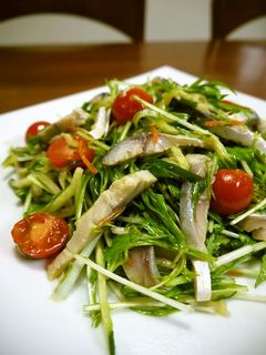 シメサバの水菜ときゅうりのサラダ♪-レシピのメイン写真