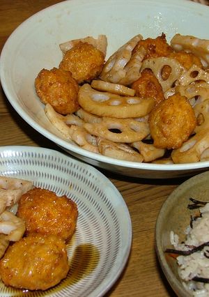 ミンチボールと蓮根のさっぱり甘酢かけ-レシピのメイン写真