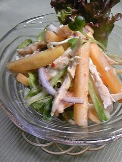 蒸し鶏と柿のゴマソース和え サラダ仕立て-レシピのメイン写真
