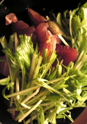 マグロと水菜のポン酢柚子胡椒和え-レシピのメイン写真
