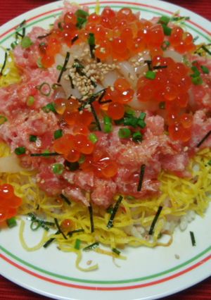 バレンタインにピンクのちらし寿司-レシピのメイン写真