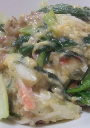 ￠鶏肉と青梗菜ふわッとろッカニタマ炒め￠-レシピのメイン写真