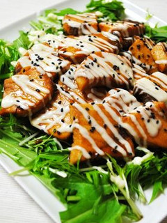 カジキの照り焼き♪水菜マヨ-レシピのメイン写真
