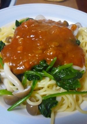 ほうれん草ときのこのミートスパゲティ-レシピのメイン写真