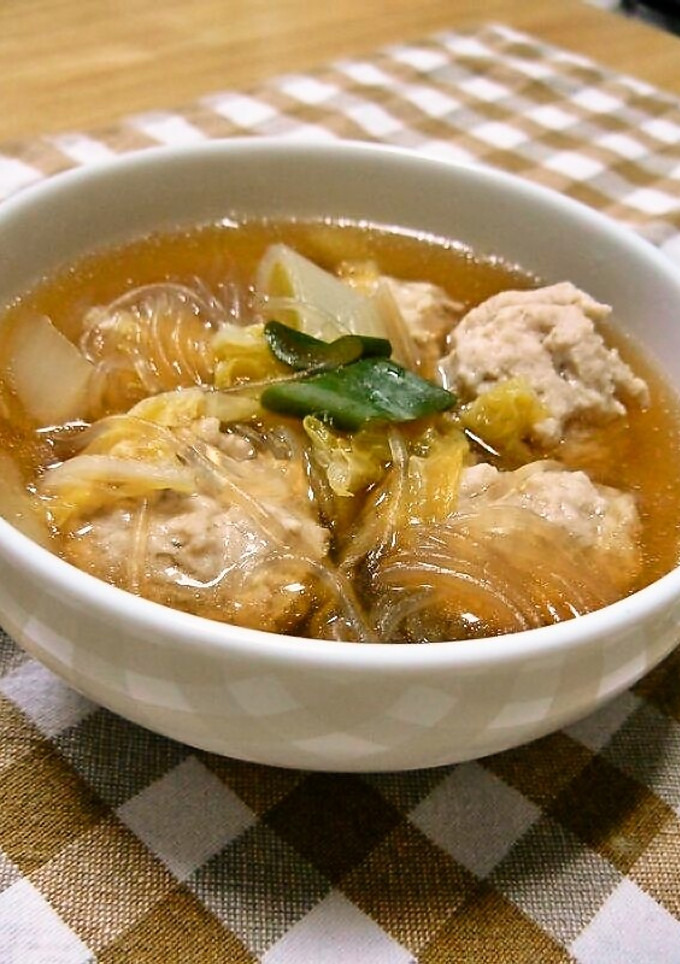 やわらか肉だんごと春雨で和風スープ☆-レシピのメイン写真