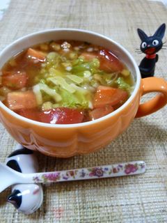 1分で♪トマトとレタスのイタリアンスープ-レシピのメイン写真
