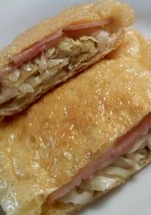 ベーコン・チーズ・キャベツ　in　油揚げ-レシピのメイン写真