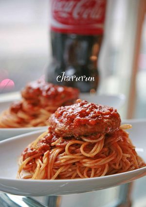 10分で♥スパゲティハンバーグ♪-レシピのメイン写真