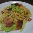 キャベツパスタ (ブロッコリーの芯入り)