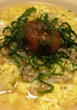 白だしで◎かきたま梅しそうどん-レシピのメイン写真
