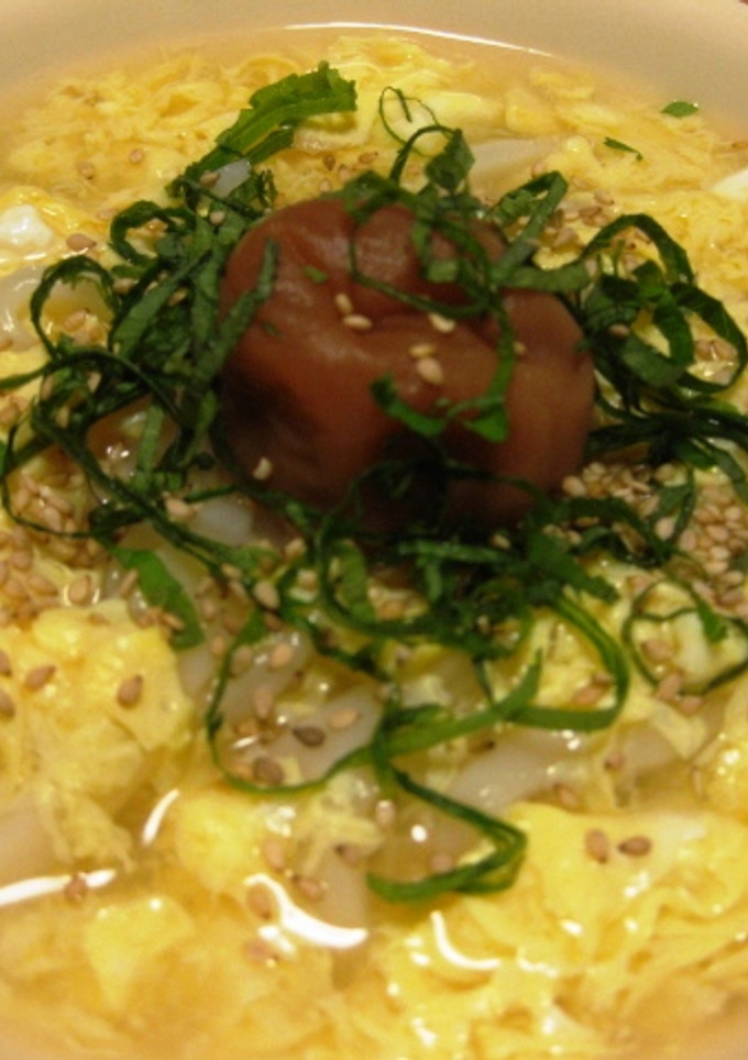 白だしで◎かきたま梅しそうどん-レシピのメイン写真