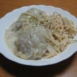 牛乳ロールキャベツスパゲッティー入り