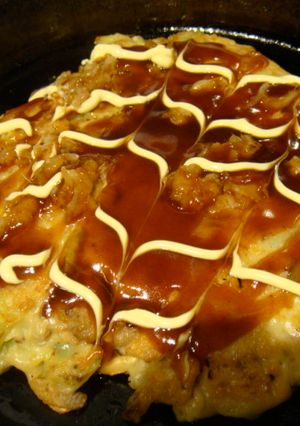 ブロッコリーの茎で　食感楽し☆お好み焼き-レシピのメイン写真