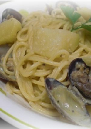 浅蜊とじゃがいもの白い和風スパゲッティ-レシピのメイン写真