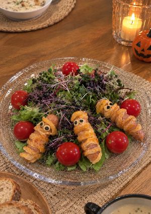 ハロウィンぐるぐるミイラサラダ-レシピのメイン写真