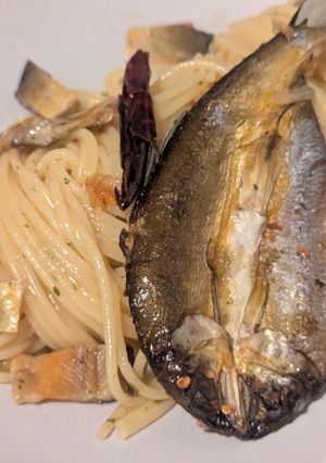 鮎の一夜干しのワンパンパスタ-レシピのメイン写真