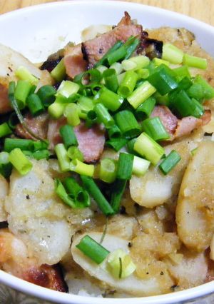 ゴボウとベーコンのさっぱり炒め煮丼-レシピのメイン写真