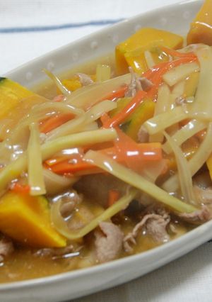 かぼちゃと豚肉のさっぱりあんかけ-レシピのメイン写真