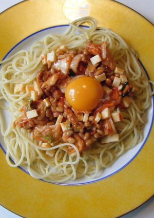 キムチ納豆チーズの簡単スパゲティー♪-レシピのメイン写真