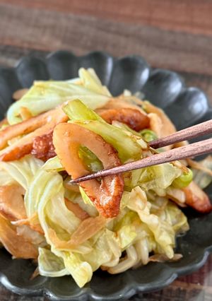 【楽めし】ちくわとキャベツの醤油マヨ炒め-レシピのメイン写真