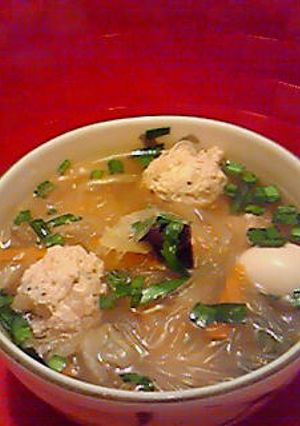 鶏肉だんご入り春雨スープ♪-レシピのメイン写真