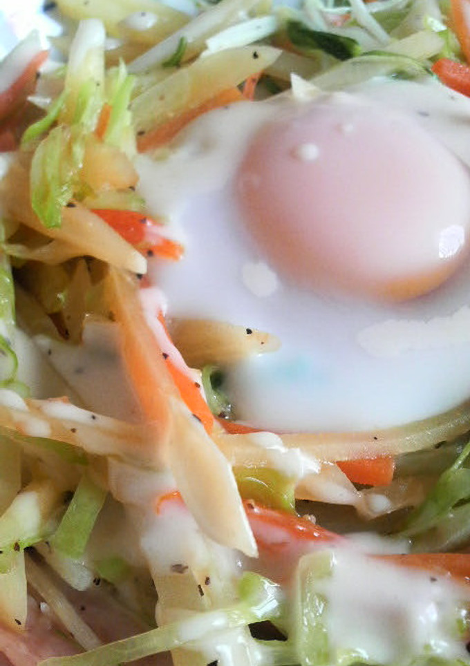 冷蔵庫整理★　千切り野菜の巣ごもり卵-レシピのメイン写真