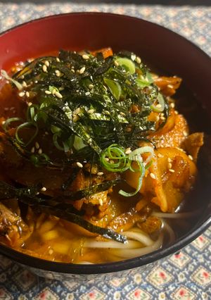 豚バラキムチ大根ぶっかけうどん-レシピのメイン写真