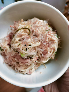 鮭と野沢菜昆布の出汁マヨ変わりそうめん-レシピのメイン写真