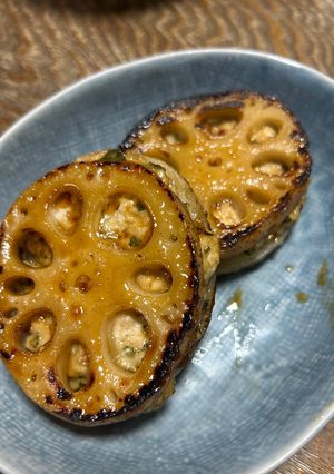 れんこんと鶏ひき肉のはさみ焼き-レシピのメイン写真