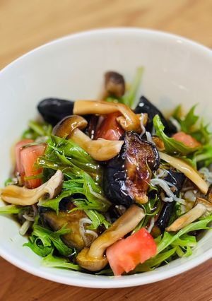茄子としめじのあんかけサラダinごはん-レシピのメイン写真