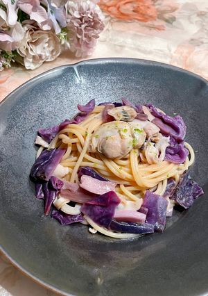 へべす香るハマグリと紫キャベツのボンゴレ-レシピのメイン写真