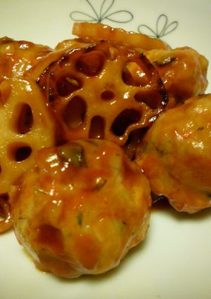 鶏だんごとれんこんの甘酢炒め-レシピのメイン写真