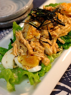 ヘルシー!蒸し鶏で焼肉サラダ風-レシピのメイン写真