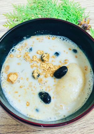 黒豆の豆乳ぜんざい　玄米餅で♪-レシピのメイン写真