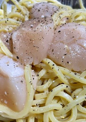 ワンボウルで半生ホタテの塩麹バターパスタ-レシピのメイン写真
